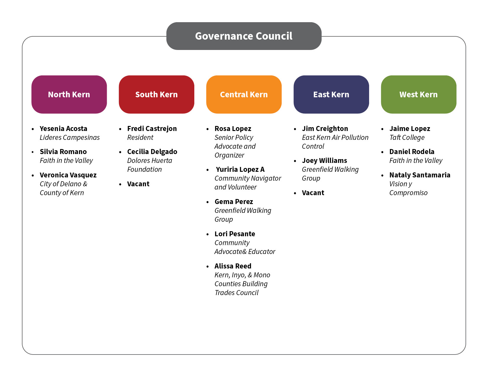 Governace Council Members chart